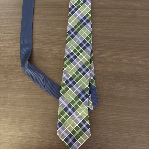 BROTHERS & YORKS Other - Mens Brothers & Yorks Plaid Necktie Blue‎ Green White Silk Blend Dress Tie